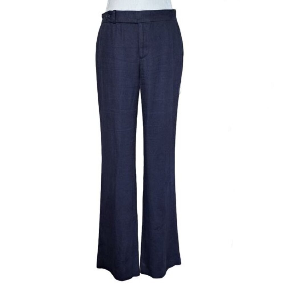 RALPH LAUREN Black Label Navy Blue Linen Pant Size 6 x 34" Straight Leg